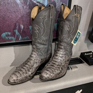 Gray Python Leather Cowboy Boots